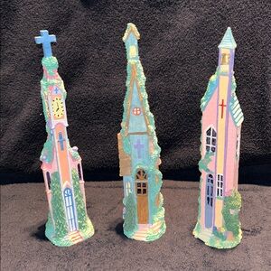 Easter Church Decor, Pencil Buildings by Windsor Collection. Set of 3 in boxes
